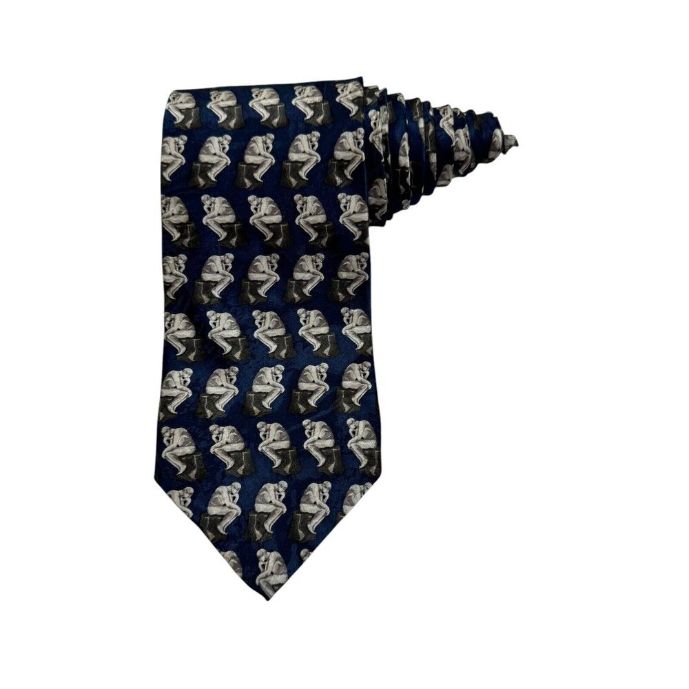 Museum Artifacts The Thinker Vintage Novelty Necktie Silk